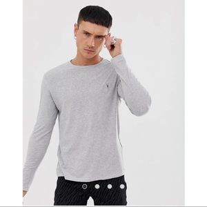 All Saints Ramskull Logo Long Sleeve Gray Tshirt